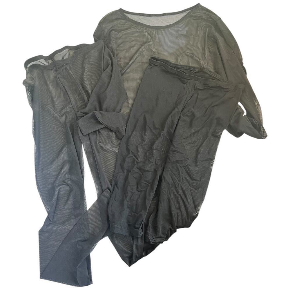 i-Style 5-pc black mesh culottes, legging, bike short, long & short sleeve crop